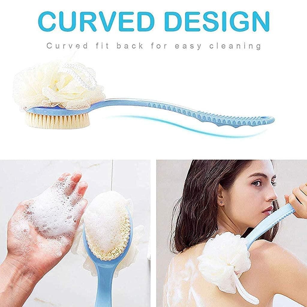 Arcreactor Zone 2 IN 1 loofah with handle, Bath Brush, back scrubber, Bath Brush with Soft Comfortable Bristles And Loofah with handle, Double Sided Bath Brush Scrubber for bathing